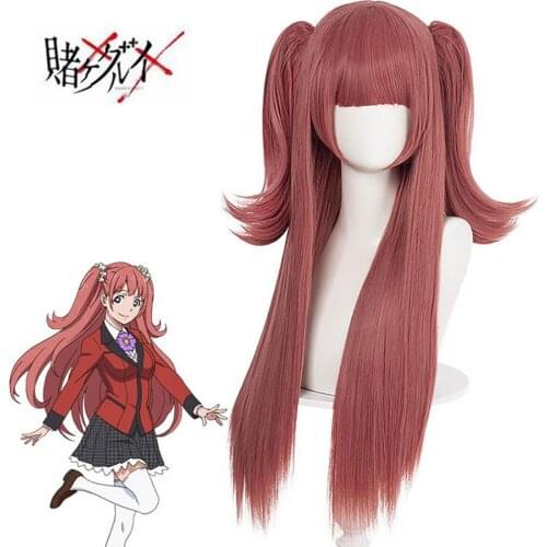 2021 Anime Kakegurui Compulsive Gambler Yumemite Yumemi Cosplay Wig Costume For Girls Woman Double Ponytail Hair Halloween Party