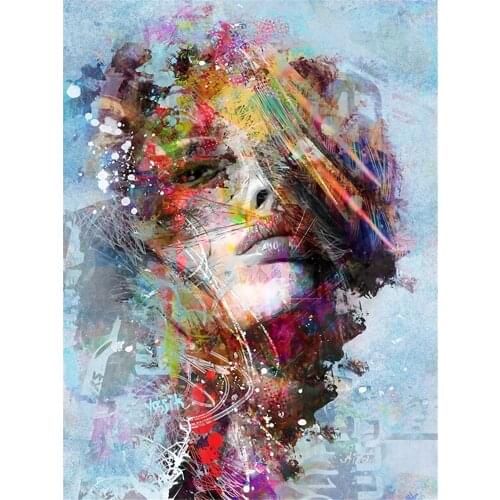 Woman Portrait Graffiti Printed 11CT Cross Stitch Kit DIY Embroidery DMC Threads Handmade Handiwork Hobby Knitting For Mulina