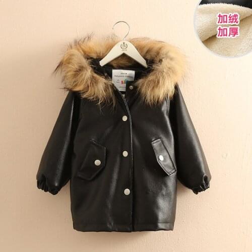 2020 Winter Warm Fashion 2 3 Years 100cm Plus Velvet Thickening Hooded Long Faux Leather Fur Outwear Coat For Kids Baby Girls