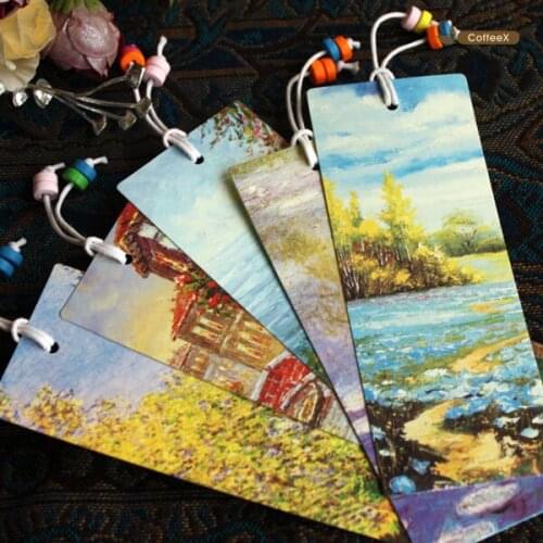 1pcs Elegant Beaded Bookmark Wholesale Gu Cheng Poetry A Dream Oil Painting Gift Bookmark 5