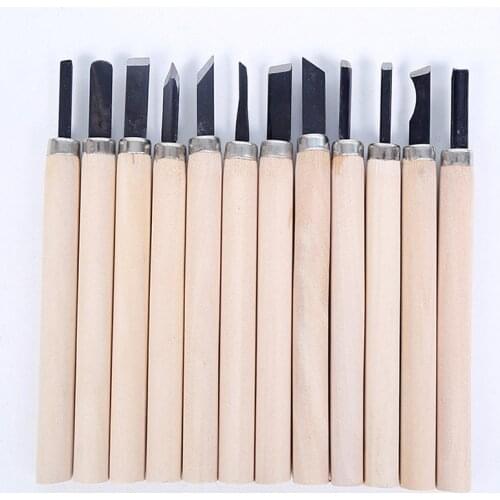 12-Piece Craft Woodworking Carving Knife Student Hand-Carved Wooden Carving Knife Carving Wooden Handle Set