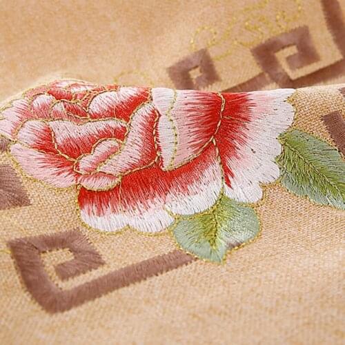 150cm*100cm Linen embroidery peony 3 lines mahogany furniture, cushion, pillow fabric, brocade tablecloth, cloth
