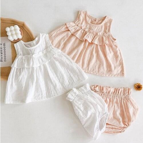 0-2Yrs New Summer Kids Girl Suit Clothes Infant Baby Girls Sleeveless Top + Lantern Pants 2Pcs Clothing Sets