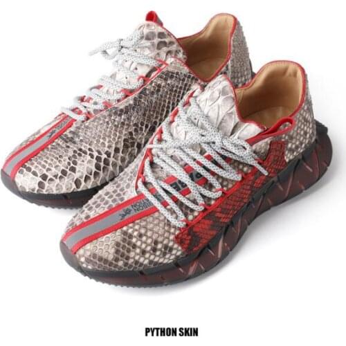 2021 new design 100% real genuine snake skin python leather leisure loafer shoe cow skin lining casual