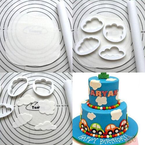 5PCS/Set 3D Printed Custom Made Cloud Shape Biscuit Mold Solid Color Set Fondant Cookie Cutter Cake Decorating Cookie Tools