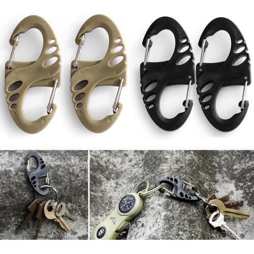 5PC Portable Multifunction S Type Carabiner Dual Keychain Buckle Safety Hook Fastener Camping Climbing Accessories Outdoor Tools