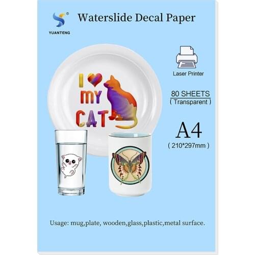 A4 Waterslide Decal Paper LASER CLEAR Premium Water-Slide Transfer Transparent Printable Water Slide Decals for Ceramic Plate