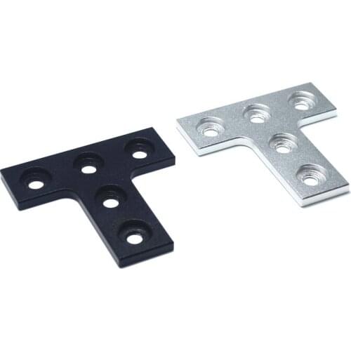 Black / Silver Anodized 5 Hole T Joining Plate for V-slot Aluminum Profile