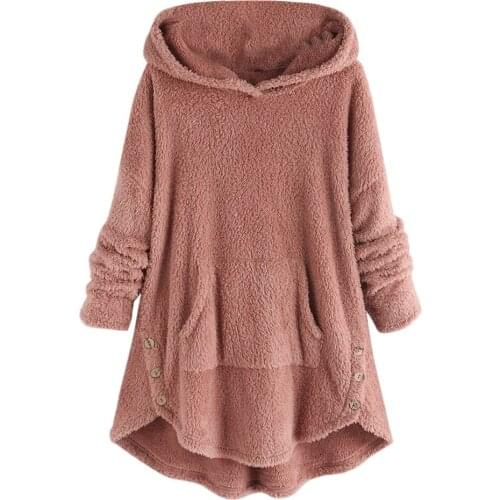 Wrinkles Irregular Women Quilted Coats Fleece Fashion Pocket Ladies Hoodie Internet Celebrity Ins Keep Warm Top Girls Sweater