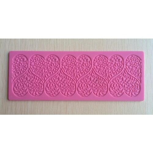 Free Shipping West Point Baking Fondant Cake Decorating Tools Silicone Mold Double Love Lace Printing Embossing Dies A479