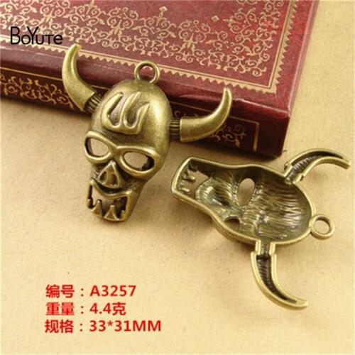 BoYuTe (40 Pieces/Lot) 33*31MM Antique Bronze Plated Zinc Alloy Ox-head Cow Head Pendant Charms Diy Jewelry Findings Components
