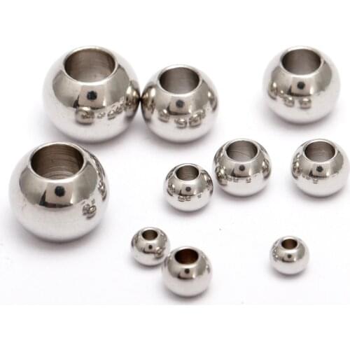 50pcs 100Pcs Stainless Steel Bracelet 1.5mm Hole Beads Diy Handicraft Accessories Findings Loose Spacer Beads For Jewelry Making