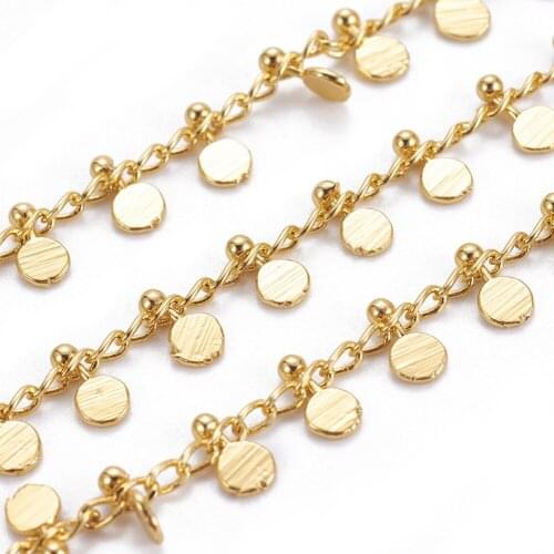10m/lot Handmade Flat Round Soldered Brass Chains 1.5mm for jewelry making DIY Bracelet Necklace Long-Lasting Plated with Spool