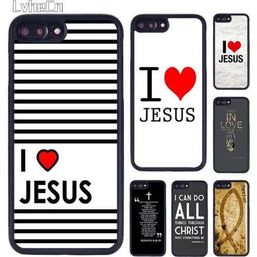 LvheCn I Love Heart Jesus Christian Religious phone Case For iPhone 6 7 8 Plus 11 12 Pro X XR XS Max Samsung galaxy S7 S8 S9 S10