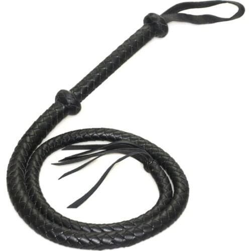 Black Leather Flogger Handle Spanking Paddle Fetish Libido Whip BDSM bondage Flirt Erotic Sex Toys for Women Couples Adult Games