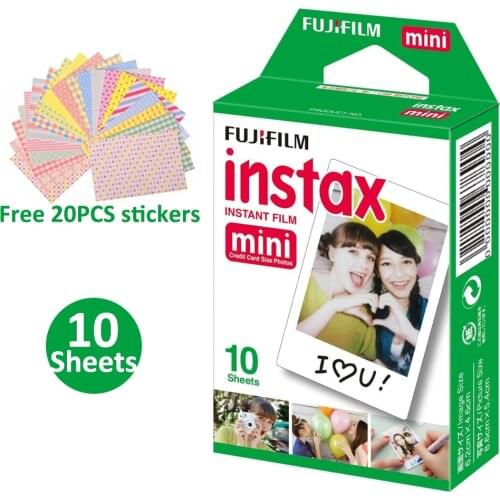 For Fujifilm Instax Mini 8 7s 25 70 90 Camera - Instax Mini Film Instax Mini 9 Films Photo Paper Exposures + 20Pcs Free Stickers