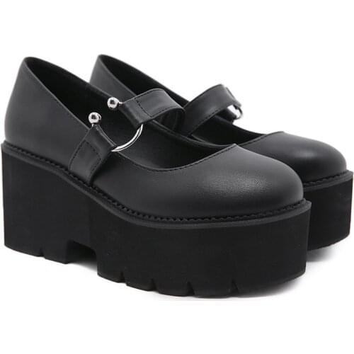 Dropshipping 2021 Student Girl Lolita Shoes Cosplay Jk Plus Size 41 42 43 Women Flats Mary Jane Platform Creepers Goth