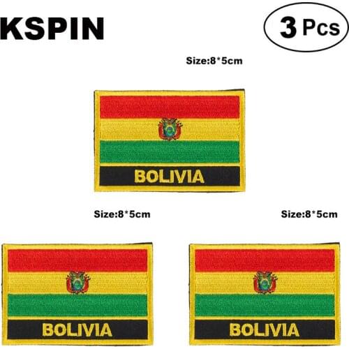 Bolivia Rectangular Shape Flag patches embroidered flag patches national flag patches for clothing DIY Decoration