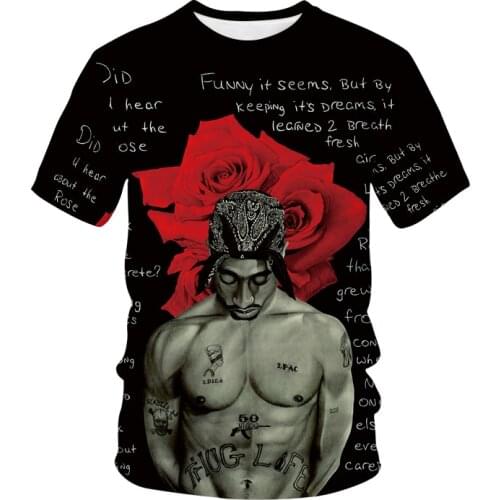 2Pac T-shirt Rapper Star Tupac 3D Print Streetwear Men Women Casual O-Neck T Shirt Rap Singer Hip Hop Music Tshirt Tops Clothing