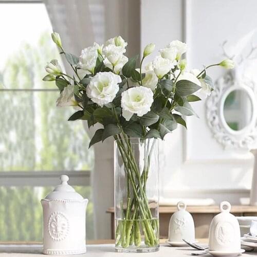 Artificial Eustoma 70Cm Triple Fork Fake Flowers Fo Home Wedding Decoration Raw Silk Eustoma Cheap Rose Flower Branch Indoor New