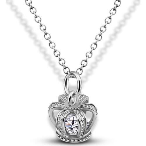 Delicate Crown Pendant Necklace silver Color Fashion Women Crystal Wedding choker necklace Jewelry for Lady Gifts bijoux