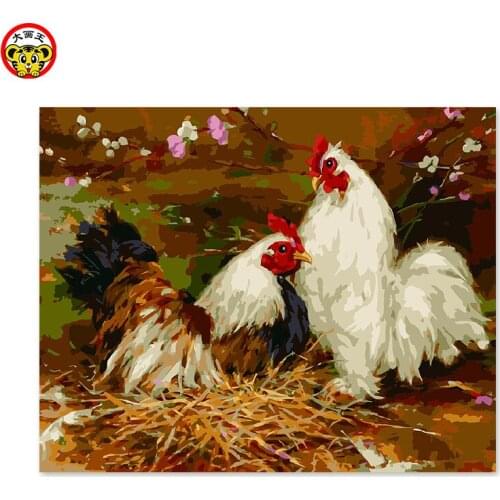 Painting by numbers art paint by number itself handmade DIY decoration drawing room bedroom sofa background hanging three chicke