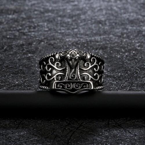 Viking stainless steel ring Celtic knots runes MJOLNIR of Thor hammer rings for men Nordic amulet jewelry