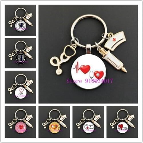 Cute Medical Kechain with Love Heart Angel Key Ring Personality Jewelry Thanksgiving Gift Key Holder for Nurse and Doctor