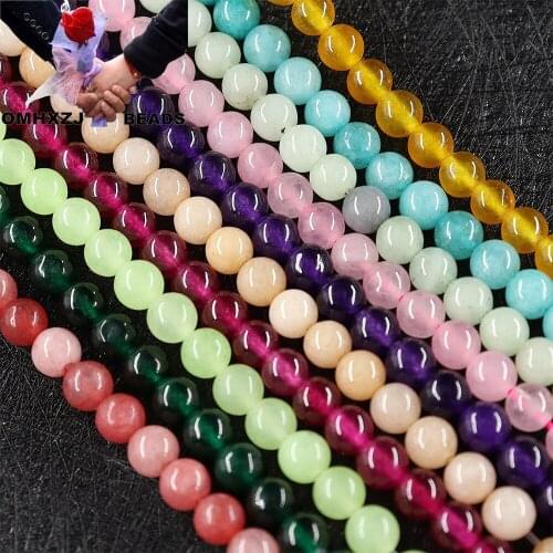 OMH Z51 6mm Section Polished By Hand Natural Stone Jewelry DIY Making Bracelet Necklace Round Quartzite Jade Loose Spacer Beads