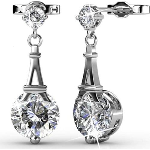 Monemel Swarovski Crystal Earrings (Eiffel Tower Design) Gift for Paris Lovers
