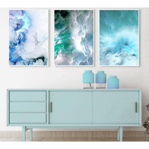 Modern Abstract Canvas Poster Blue Marble Wave Wall Art Painting Nordic Posters and Prints Wall Pictures for Living room Decor