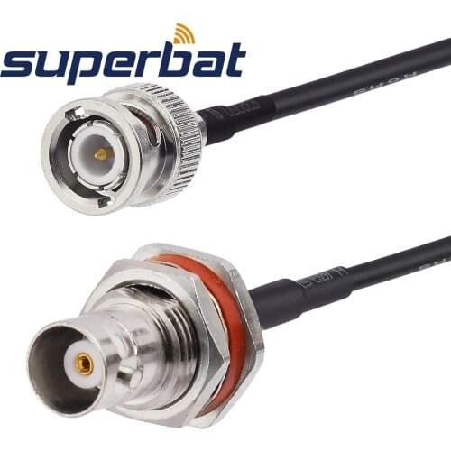 Superbat BNC Female Bulkhead to Male RG174 15cm RF Coaxial Jumper Cable for HD Video HDTV Monitors Cameras DS3 VHF Antennas