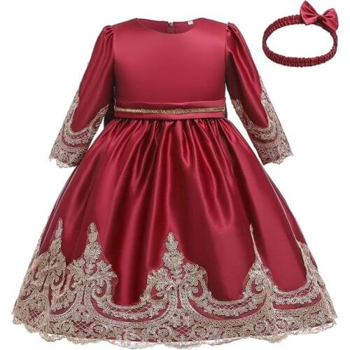 2021 Summer Vintage Dress Girl Kids Dresses For Girls Children Clothing Big Bow Evening Party Gown Princess Dress Court Style