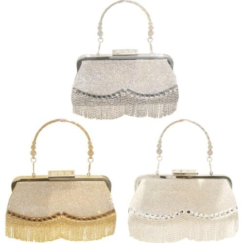 Tassel Dinner Bag Evening Clutch Bag Sparkly Crossbody Bag Rhinestone Beaded Handbag Wedding Party Bridal Purse