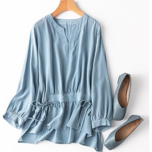 Женские голубые рубашки WDDFLOWER China At AliExpress