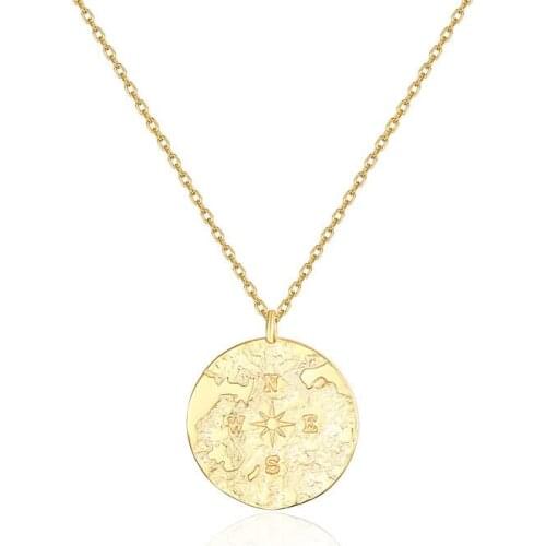 S925 sterling silver portrait coin pendant female short clavicle necklace Dainty Layered Handmade 18K Gold Plated for Women