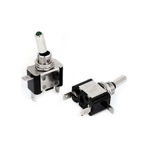 2PCS Racing Car Auto Green LED Light 3 Pin ON-OFF Toggle Switch DC 12V 20A