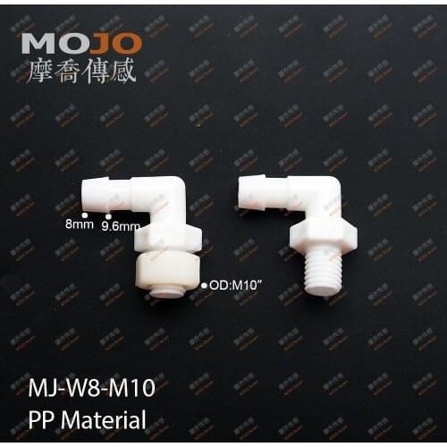 2020 Elbow type joint MJ-W8-M10(White) 8mm to M10 male thread connector pipe fitting Free shipping of 100pcs