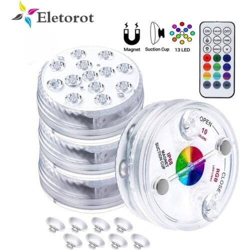 2020 Upgrade 13LEDs Magnetic RGB Submersible Light IP68 Underwater Vase Bowl Pond Swimming Pool Pond Remote Control Decor Lamp