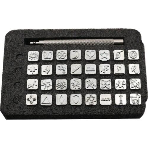 32pcs Leather carving Hand Working Saddle Making Tools engraving Craft Set Leather Printing Leathercraft Tools for Bag