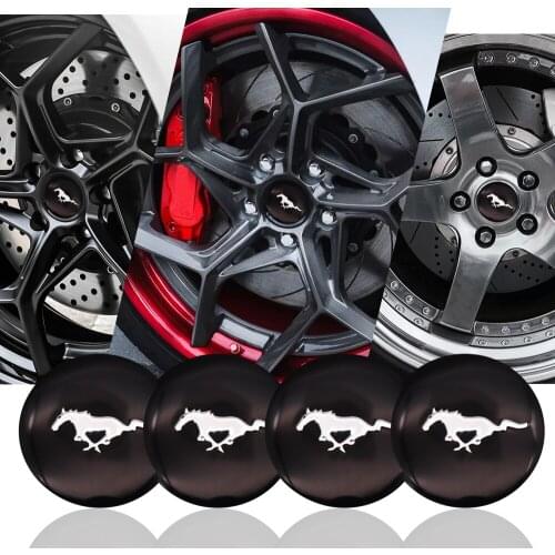 4pcs/sets 56.5mm 3D Horse Flag Car Auto Steering Wheel Center Hub Cap Emblem Badge Stickers for Ford Mustang Car styling
