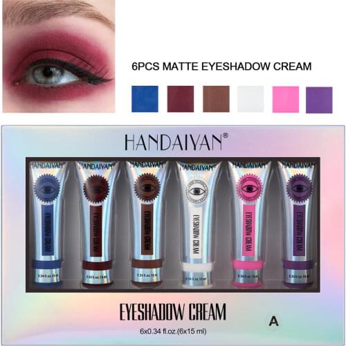 6 Colors/box Brighten Eyeshadow Cream Eyes Easy to Wear Eye Shadow Green Purple Make up Long-lasting Makeup Shadows Cosmetics