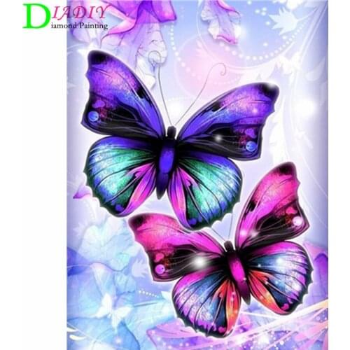 Diy 5d Diamond Painting "Flower butterfly scenery" Cross Stitch Square Round Diamond Embroidery Handwork Rhinestone Art