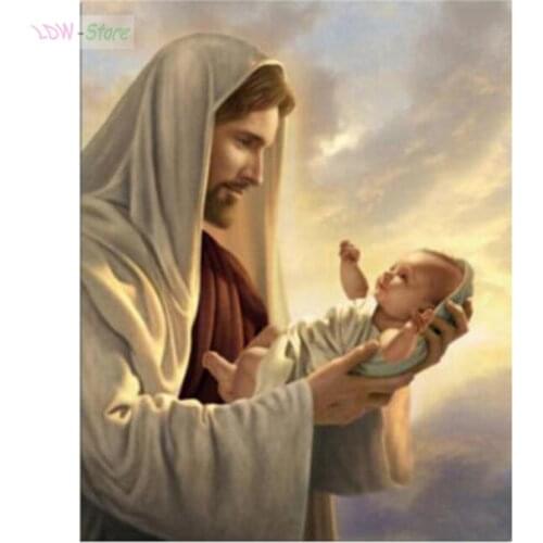Jesus Christ and baby Diamond Painting Diy Full Diamond Embroidery Mosaic Picture of Rhinestone Home Christmas Decor NEW100