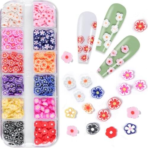 White Pink Red Flaky Flower Nail Art Decoration 12 Colorful Sequins Set Accessories for DIY Polish Nail Tips Design