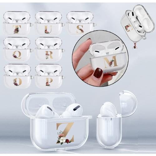 Earphone Case for Apple Airpods Pro Gold Lettwer Pattern Soft Silicone Dust-proof Wireless Bluetooth Earphone Accessories Skin