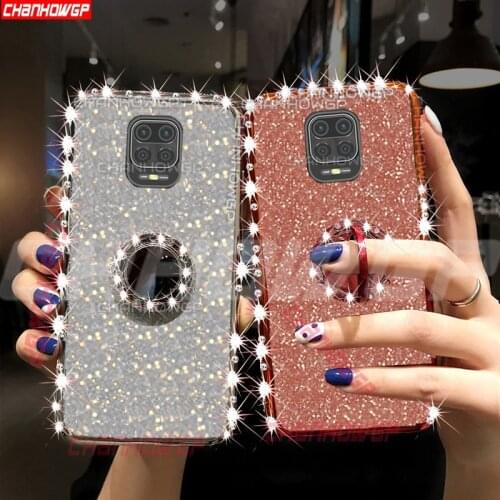 For Xiaomi Redmi Note 9S 9 S Case Shining Glitter Magnetic Finger Ring Phone Cases For Redmi 9 9A 9C Note9 Pro Max Soft Cover