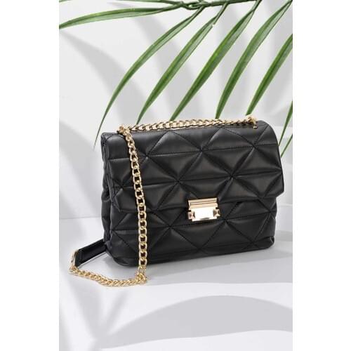 Black Shoulder Bag embossed pattern elegant evening day bag chain handle 2021 latest fashion