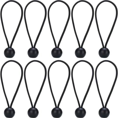 10 Piece Elastic Bungee Balls Head Cord Rope for Outdoor Camping Sleeping Bag Canopy Tarp Tie Down Loop Straps Black
