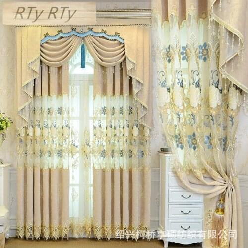 European Luxury Hollow Soluble Embroidery Window Screens Curtains For Living Room Bedroom Curtains Sheer Cloth